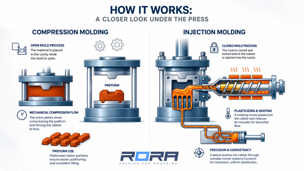 Injection vs. Compression Molding: Which is the Right Choice for Your Project? 1 COMPRESSION VS INJECTION